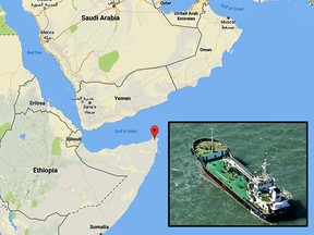 The 1,800 deadweight tonne Aris 13, an oil tanker, remained anchored Tuesday off the port town of Alula with Somali pirates in charge.