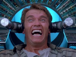 Actor Arnold Schwarzenegger is shown in a scene from the 1990 film "Total Recall" .