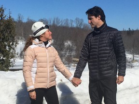 Sophie Gregoire Trudeau gazes into Justin Trudeau's eyes for International Women's Day.
