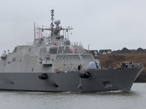USS Milwaukee makes its maiden voyage through the Welland Canal in Welland.