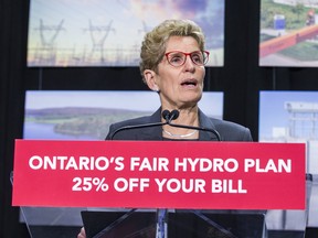 Ontario Premier Kathleen Wynne announces an average 25 per cent cut to hydro rates during a news conference in Toronto, Ont. on Thursday March 2, 2017.