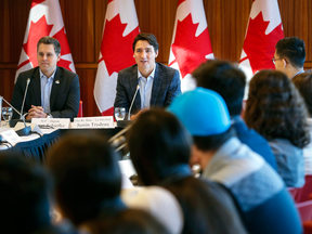 Justin Trudeau attends a meeting of the Prime Minister's Youth Council in Calgary on Jan. 25, 2017.