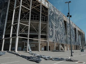 The outside cover of the Olympic Aquatic Stadium is falling off just six months after the Rio 2016 Olympic Games, at Olympic Park, which opens to the public only on the weekend in Rio de Janeiro, Brazil, on February 12, 2017.