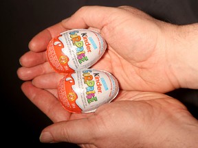 Kinder Surprises are hollowed out chocolate eggs that usually come with a toy inside