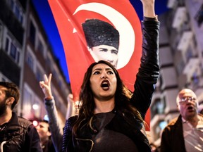 Supporters of the 'No' march at Besiktas to submit their petition calling for the annulment of a referendum that approved sweeping constitutional changes boosting President Recep Tayyip Erdogan's powers