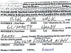 The American Civil Liberties Union of Georgia sued last month on behalf of Elizabeth Handy and Bilal Walk, who had chosen the name ZalyKha Graceful Lorraina Allah.