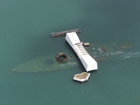The USS Arizona Memorial in Pearl Harbour, Hawaii.