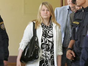 A picture taken on May 15, 2008 in Graz, some 200 kilometers south from Vienna, shows Austrian kidnap victim Natascha Kampusch arriving for an appeal trial of her mother Brigitta Sirny.