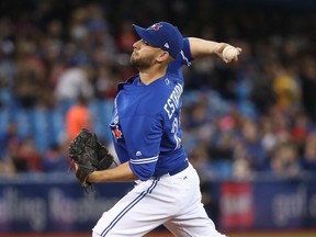 Toronto Blue Jays starter Marco Estrada pitches against the Boston Red Sox on April 20.