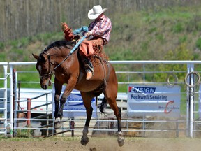 A bucking bronco at the Cold Lake Stampede in Cold Lake, Alta.