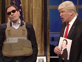 Jimmy Fallon played Jared Kushner on Saturday's SNL as Alec Baldwin reprised his role as President Donald Trump.