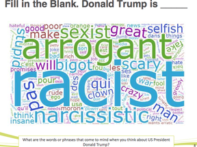 A large majority of Canadians, 77 per cent, have negative opinions of U.S. president Donald Trump, the poll found.