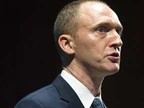 Carter Page, then an adviser to U.S. Republican presidential candidate Donald Trump, speaks at the graduation ceremony for the New Economic School in Moscow on July 8, 2016.