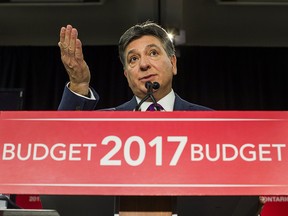 Ontario Minister of Finance Charles Sousa outlines the 2017 budget in Toronto, Ont. on April 27.