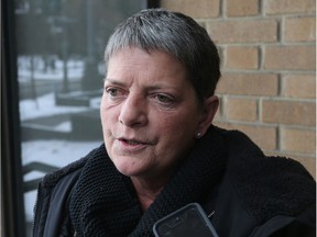 Louise Martens speaks with reporters outside the Provincial Court of Justice in Windsor, Ontario on January 10, 2017 in Windsor, Ontario.