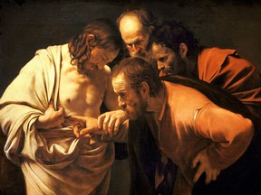 The Incredulity of Saint Thomas by Italian painter Caravaggio depicts Thomas putting his finger in one of the risen Jesus' wounds. This was the newborn Christianity’s first internal encounter with skepticism.