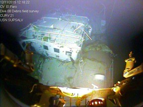 This image released by the National Transportation Safety Board shows the top of El Faro at the bottom of the Atlantic Ocean in the Bahamas.