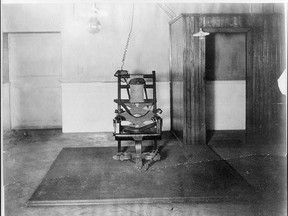 An electric chair used in 1908 at Auburn Prison in New York, where William Kemmler was executed by electrocution in 1890.