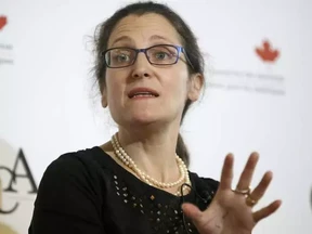 Chrystia Freeland, Canada's minister of foreign affairs, speaks during the Canadian Council for the America's New Strategies for a New North America conference in Toronto.