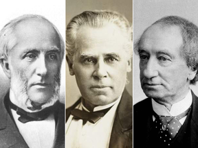 A trinity of founding fathers: (left to right) George Brown, Georges-Etiènne Cartier and Sir John A. Macdonald.