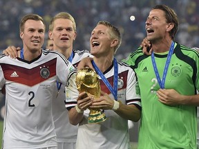 Germany celebrates with the World Cup trophy after defeating Argentina at the Maracana Stadium in Rio de Janeiro in July 2014.