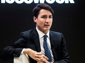 Prime Minister Justin Trudeau is interviewed by Bloomberg Editor-in-Chief John Micklethwait in Toronto on Thursday.