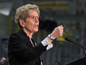 At this stop in Windsor, Ont., in late March, Ontario Premier Kathleen Wynne said she was "pleased" New York state dropped proposed Buy American provisions from its state budget.