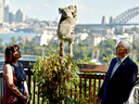 U.S. Vice President Mike Pence and his wife Karen, left, look at a koala during a visit to Taronga Zoo in Sydney, Sunday, April 23, 2017. 