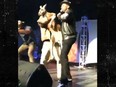 Mike Epps on stage with a kangaroo at his Detroit show.