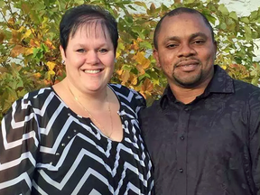 Michelle and Victor Omoruyi. Michelle has been charged with human smuggling after allegedly helping nine West African asylum seekers across the U.S. border into Saskatchewan. Victor is being held in jail in North Dakota in connection to the same investigation.