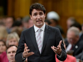 Prime Minister Justin Trudeau answers a question during Question Period in the House of Commons on Apr. 12, 2017.