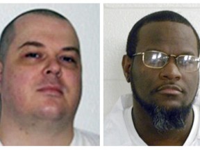 This combination of undated file photos provided by the Arkansas Department of Correction shows death-row inmates Jason F. McGehee, left, and Kenneth Williams. Both men are scheduled for execution on April 27, 2017.