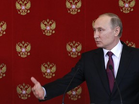 Russian President Vladimir Putin during a press conference