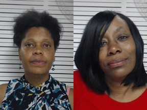 Ann Shelvin, left, and Tracy Gallow are accused of repeatedly bullying an 11-year-old student. The two are employees at Washington Elementary School in Opelousas, La.