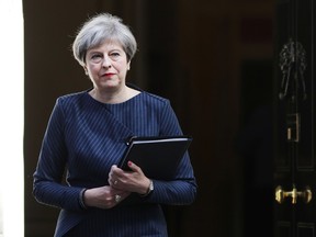 Theresa May, U.K. prime minister, arrives to announce a general election outside 10 Downing Street in London, U.K., on Tuesday, April 18, 2017