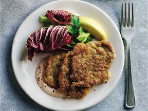 Lamb is pounded thin to make scallopini. Serve with crème fraîche and radicchio salad.