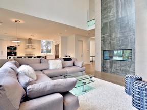 The fireplace is the showstopper in this Oakville home built by the Scott Group.