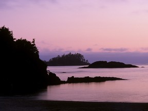 Sunset on Vancouver island near the city of Tofino