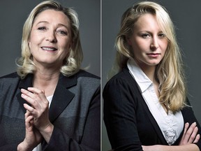 Marine Le Pen (L), president of the Front National, and FN member of Parliament Marion Marechal-Le Pen.