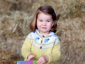 A photo taken by the Duchess shows Princess Charlotte of Cambridge at Anmer Hall in the village of Anmer in Norfolk, eastern England, in April, 2017