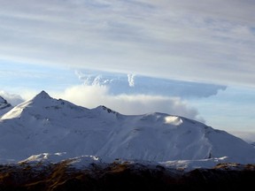 This Dec. 21, 2016 photo shows the Bogoslof Volcano erupting in the Aleutian Islands, Alaska.