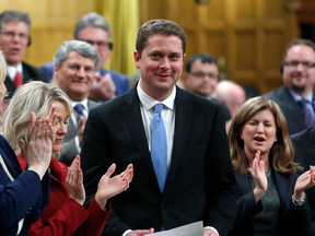 New Conservative Leader Andrew Scheer receives a standing ovation in the House of Commons on Monday, May 29, 2017.