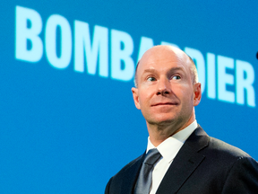 Bombardier CEO Alain Bellemare arrives at the company's annual meeting Thursday, May 11, 2017 in Montreal.