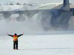 A CC-130 Hercules on the runway at Canadian Forces Station Alert, Ellesmere Island, Nunavut.