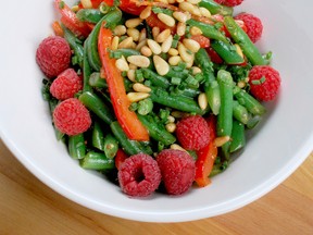 This green bean salad with a raspberry vinaigrette makes a delightfully light meal when paired with chicken, fish, shrimp or cooked chickpeas.