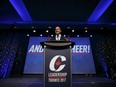 Andrew Scheer, leader of Canada's Conservative Party, speaks after being named the party's next leader during the Conservative Party Of Canada Leadership Conference in Toronto, Ontario, Canada, on Saturday, May 27, 2017.