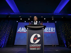 Andrew Scheer, leader of Canada's Conservative Party, speaks after being named the party's next leader during the Conservative Party Of Canada Leadership Conference in Toronto, Ontario, Canada, on Saturday, May 27, 2017.