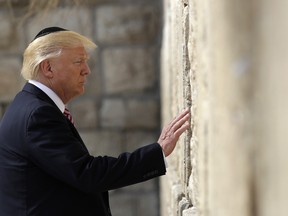 President Donald Trump visits the Western Wall, Monday, May 22, 2017, in Jerusalem.