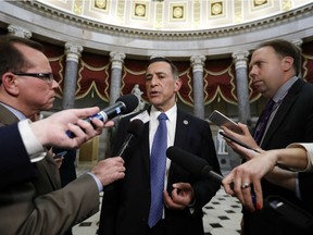 Rep. Darrell Issa, R-Calif., speaks with the media on Capitol Hill. The Justice Department has appointed former FBI Director Robert Mueller as a special counsel to oversee a federal investigation into potential coordination between Russia and the Donald Trump campaign.