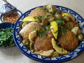 Couscous makes a tasty bed for baked chicken.